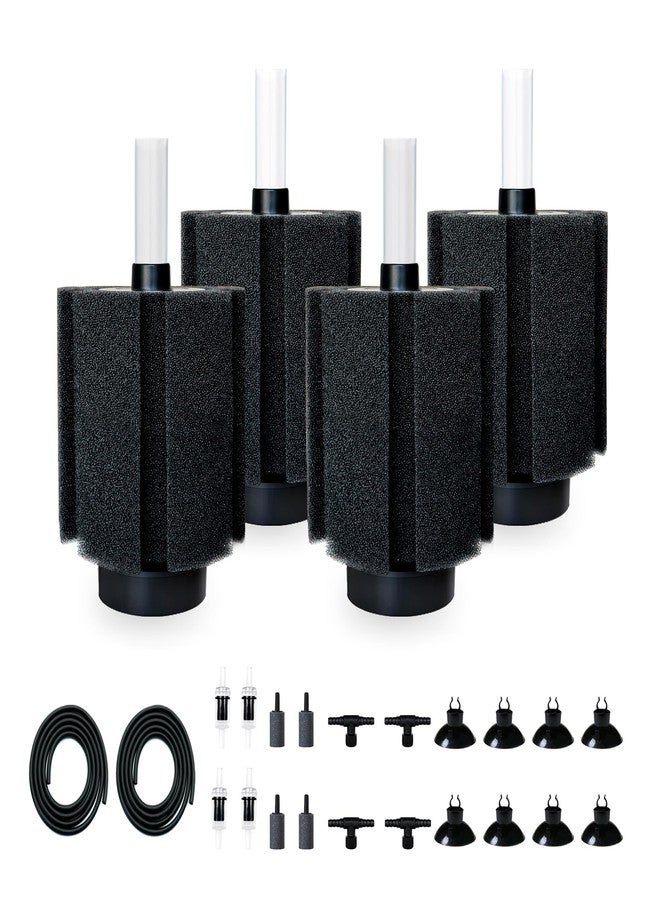 DVHEY 4 Pack 70-80 Gal Aquarium Sponge Filter with Air Stone and Ceramic Filter Media Quiet Fish Tank Filters for Breeding Fry Betta Shrimp Fish Tank with Accessories - Image 1